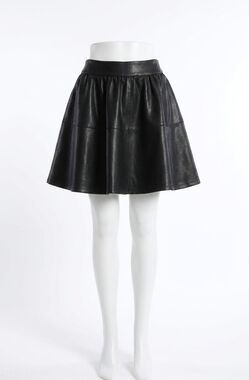 NEW ASTR chelsey flared faux leather skirt in black